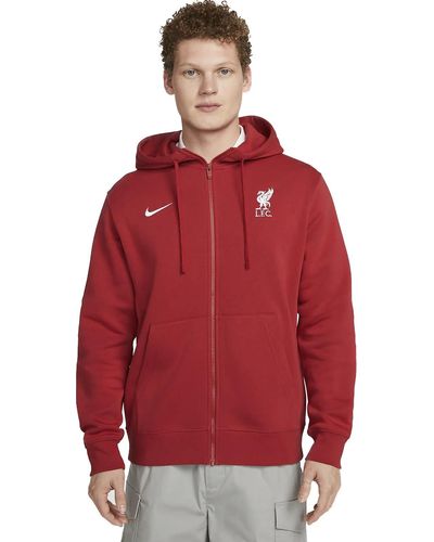 Nike Lfc Football Club Hoodie Medium M Club Fleece Lfc Full Zip Sweatshirt Red Liverpool