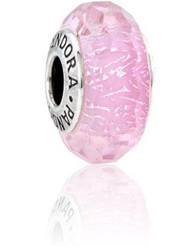 PANDORA Charm in vetro di Murano argento e rosa brillante 791650