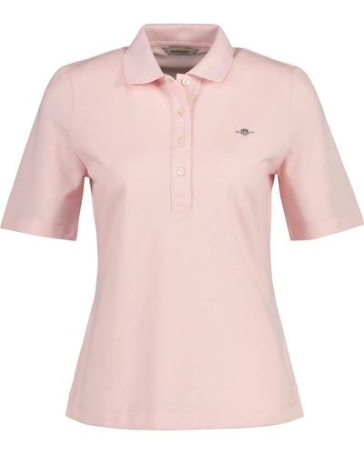 GANT Slim Shield Ss Pique Polo Shirt - Pink