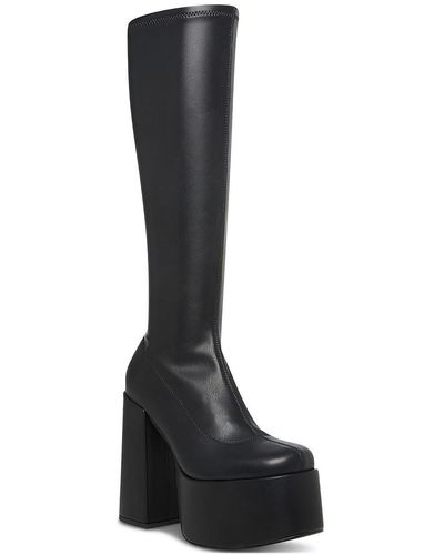 Steve Madden Cray Faux Leather Stretch Knee-high Boots - Black