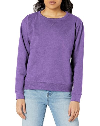Hanes S Ecosmart V-notch Crewneck Sweatshirt - Purple