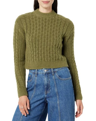 The Drop Corey Cropped Cable-Knit Sweater Maglione - Verde