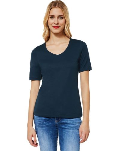 Street One Palmira T-Shirt mit V-Ausschnitt in Blau | Lyst DE