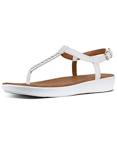 Fitflop Tia Pearl Stud Leather Sandals - White