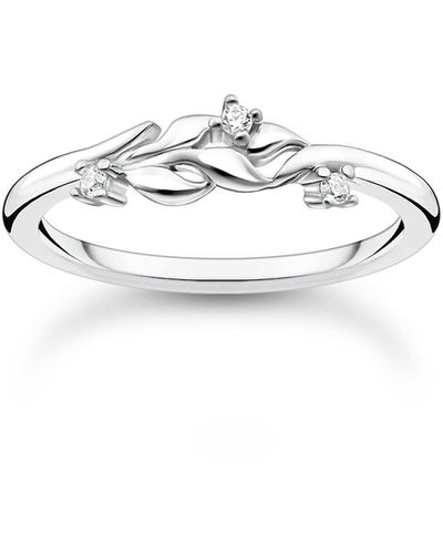 Thomas Sabo Tr2376-051-14 Ring Leaves With White Stones 925 Sterling Silver