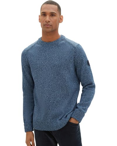Tom Tailor 1038246 Basic Strick-Pullover aus Baumwolle - Blau