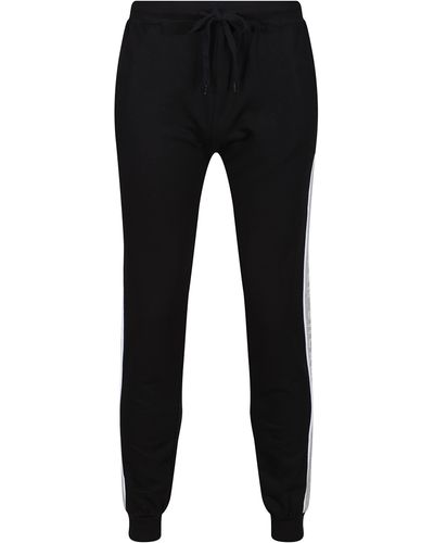 Ben Sherman S Lounge Trousers 100% Cotton In Black With Draw String Waist & Grey Side Panel Branded Detailing