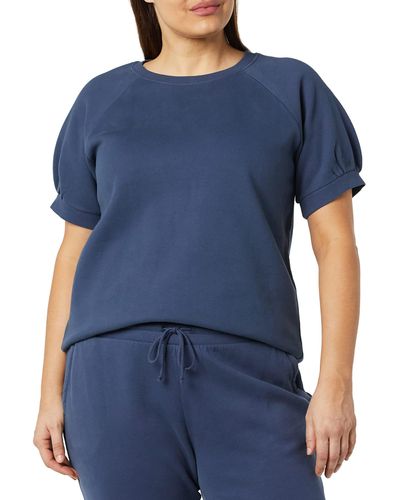 Goodthreads Camisa de ga Corta Tipo Blusón de Forro Polar Clásica Mujer - Azul