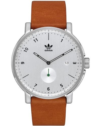 adidas Analog Quarz Uhr mit Leder Armband Z12-3039-00 - Grau