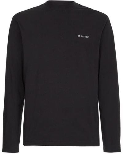 Calvin Klein Micro Logo Long Sleeve Mock Neck T-shirt L - Blu