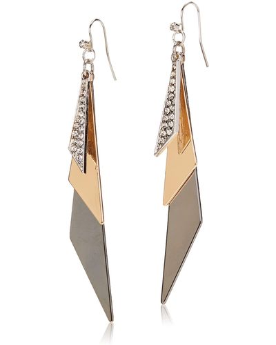 Guess "basic" Mixed Metal Linear Triangles Drop Earrings - Gray