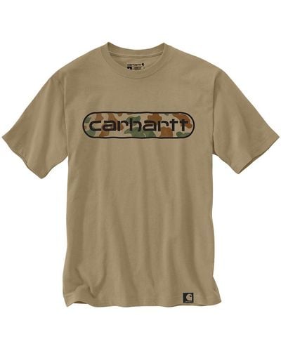 Carhartt Loose Fit Heavyweight Short Sleeve Camo Logo Graphic T-Shirt - Natur