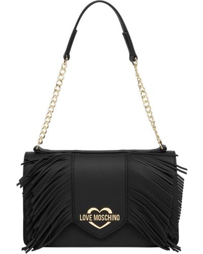 Love Moschino Damen fringes Schultertasche black - Schwarz