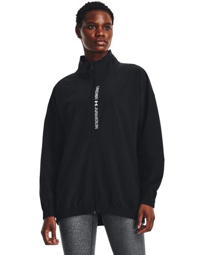 Under Armour Woven Full Zip Oversized Jacket, - Black