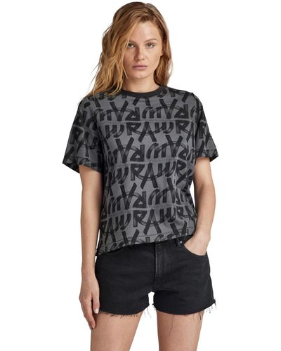 G-Star RAW Calligraphy Allover Boxy Top - Black