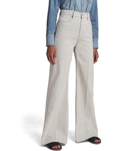 G-Star RAW Deck Ultra High Waist Wide Leg Jeans,ecru C777-159.,26w / 32l - White