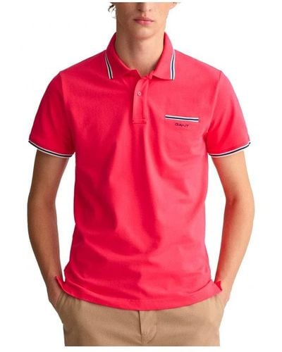 GANT 3-col Tipping Solid Ss Pique - Red