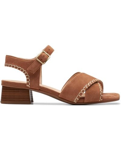 Clarks Serina35 Cross Suede Sandals In Tan Wide Fit Size 5.5 - Brown