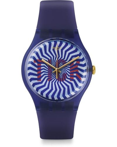 Swatch Digital Quarz Uhr mit Silikon Armband SUON119 - Blau