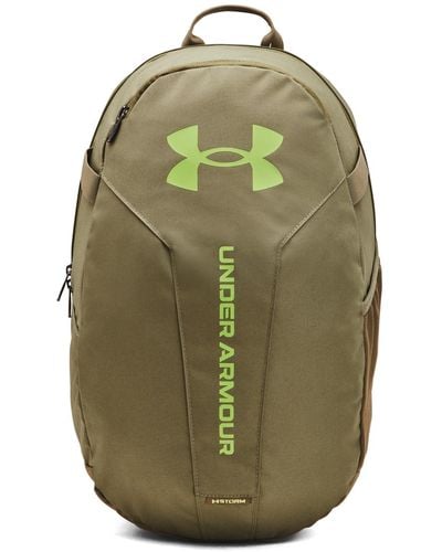 Under Armour Hustle Light Backpack Rucksack School Sports Bag Khaki Green/lime