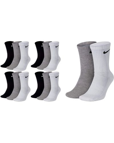 Nike 14 Paar Socken Lang Weiß oder Schwarz oder Weiß Grau Schwarz Tennissocken Set Paket Bundle - Mehrfarbig