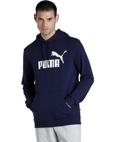 PUMA Mens Essentials Big Logo Hoodie Hooded Sweatshirt - Blue