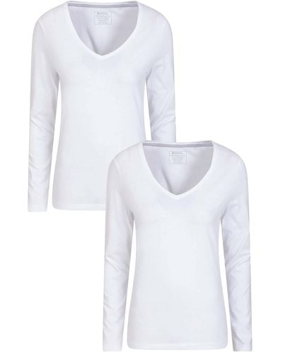 Mountain Warehouse Neck T-shirt - Breathable & Lightweight Organic Cotton Tee Shirt With Uv Protect - For - White