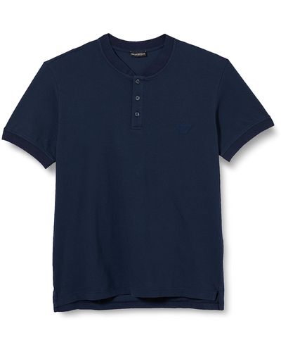 Emporio Armani Eagle Patch Short Sleeve Shirt Polo - Blau
