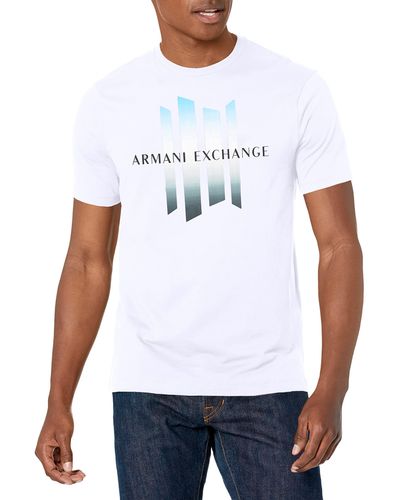 Emporio Armani Lines-Logo T-Shirt - Weiß