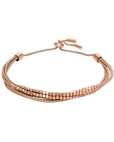 Fossil Jewellery Collection Bracelet Made Of Rose Stainless Steel With Polished Finish And Clear Glass Length: 216 Mm - Brown