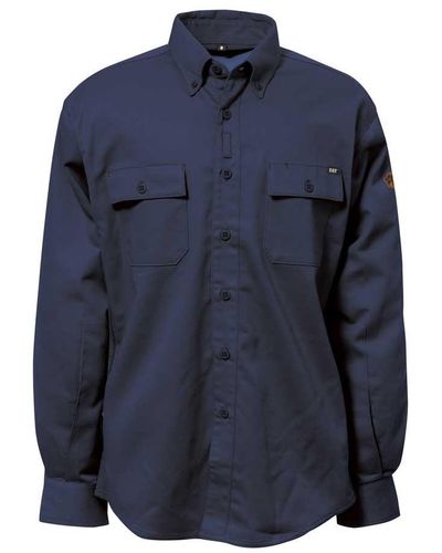 Caterpillar Big And Tall Twill Shirt With Stretch - Blue