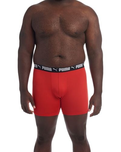 PUMA Big & Tall 3 Pack Athletic Fit Boxer Briefs - Red