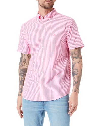 GANT REG Broadcloth Stripe BD SS Klassisches Hemd - Pink