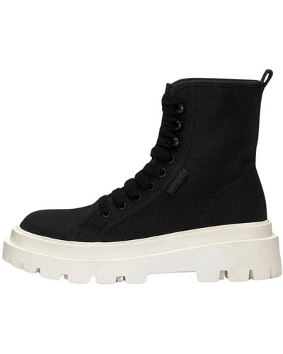 Superga Alpina Apex High Black And Ivory Ankle Boots