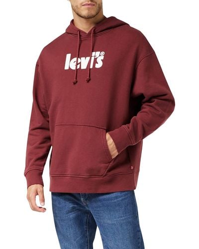 Levi's Relaxed Graphic Po Core Poster Hoodie P - Rosso
