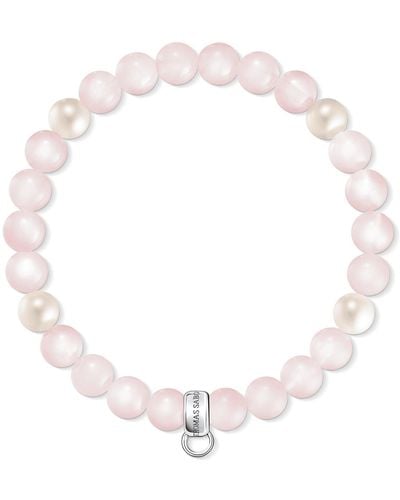 Thomas Sabo Charm-Armband Rosenquarz Süßwasserzuchtperle Charm Club 925 Sterling Silber X0222-469-9 - Mehrfarbig