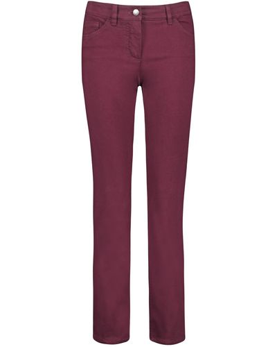 Gerry Weber 5-Pocket Hose Best4me Slim Fit Organic Cotton Hose Jeans lang Hose unifarben reguläre Länge Rioja 48 - Lila