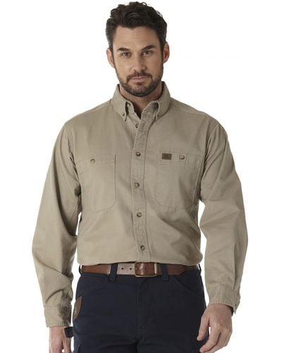 Wrangler RIGGS WORKWEAR by Big and Tall Logger Shirt,Khaki,Large Tall - Multicolore