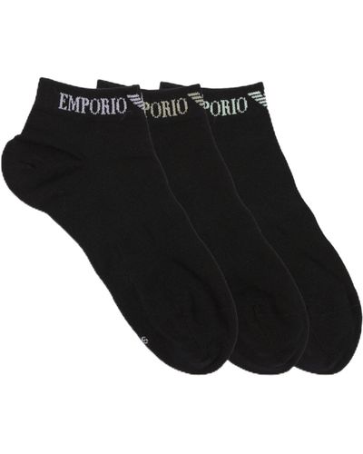 Emporio Armani , 3-pack Sneaker Socks, Black/black/black, Small