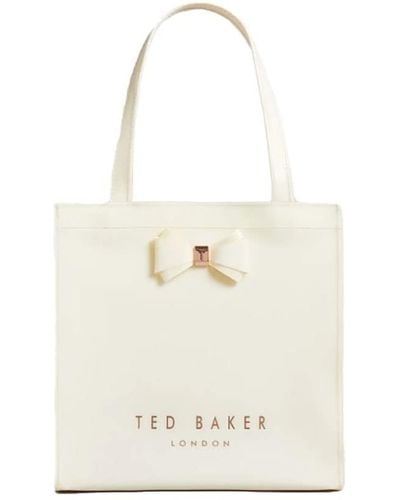 Ted Baker Aracon Plain Bow Small Icon Tote Bag In Ivory Cream - White