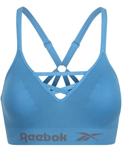 Reebok S Seamless Crop Top Made From Durableworkout Active Wear With Removable Pads And Microfi Sports Bra - Blue