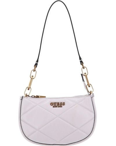 Guess Cilian Top Zip Saddle Bag Stone - Wit