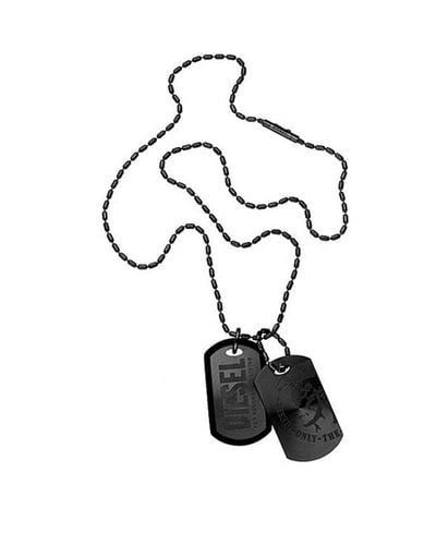 DIESEL Edelstahl-Halskette mit Karabinerverschluss - Mettallic