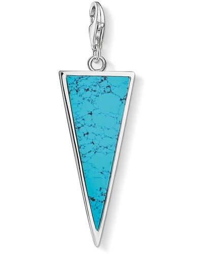 Thomas Sabo 's 925 Sterling Silver Charm Turquoise Triangle Club Pendant Y0024-404-17 - Blue