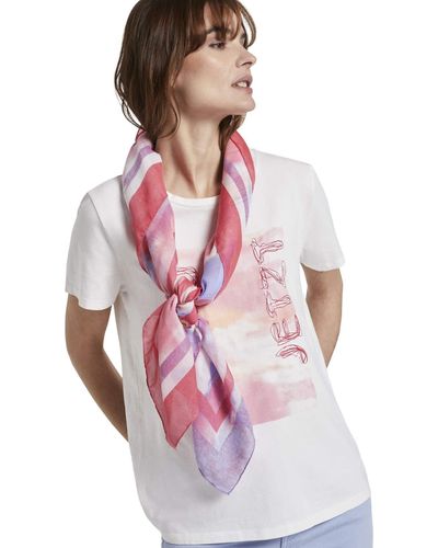 Tom Tailor Accessoire Nena & Larissa: Quadratischer Schal mit Schrift-Print charming pink,ONESIZE,21174,5455