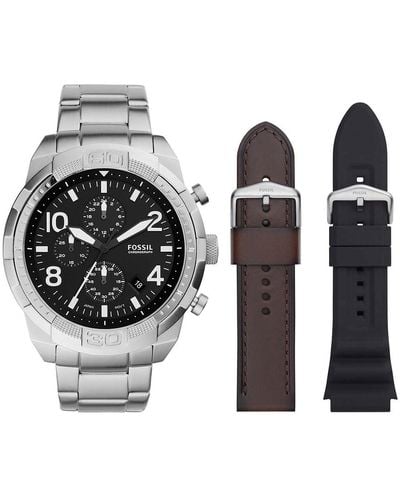 Fossil S Analogique Quartz Montre avec Bracelet en Acier Inoxydable FS5968SET - Métallisé