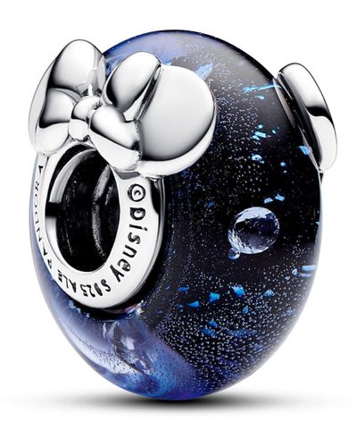 PANDORA Moments Disney Micky Maus & Minnie Maus Blaues Murano-Glas-Charm aus Sterling Silber