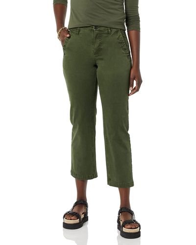 Amazon Essentials Stretch Chino Wide-leg Ankle Crop Trousers - Green