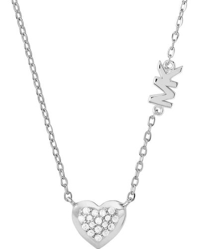 Michael Kors Premium Necklace Silver Tone Sterling Silver With Crystals For Mkc1459an040 - Metallic