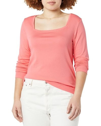 Amazon Essentials Slim-fit Long-sleeved Square Neck T-shirt - Pink